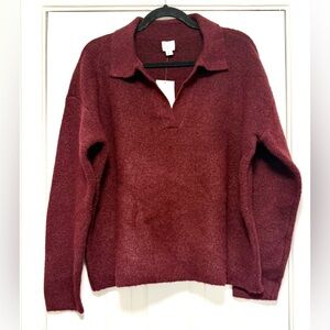 a new day Deep Red V-Neck Sweater